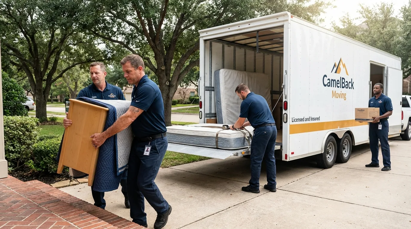 Crew loading residential truck for cross-state move from Laingsburg, MI