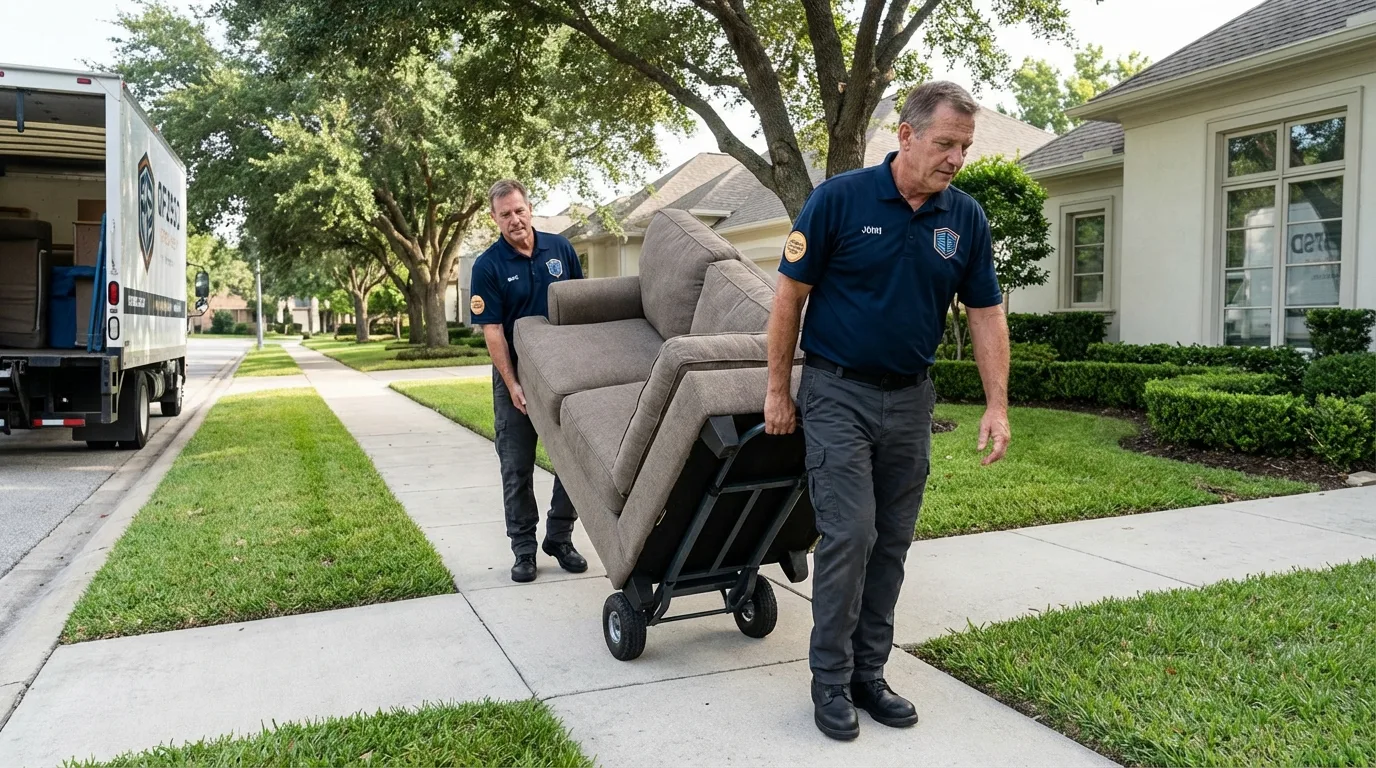 Local residential moving crew loading furniture in Laingsburg, MI